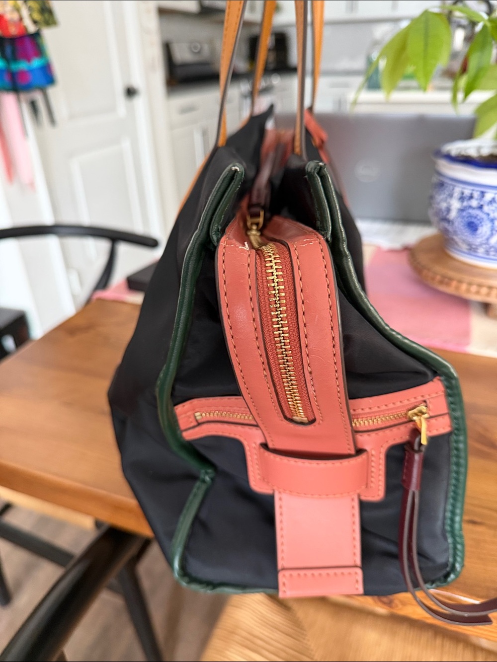 Tory Burch Black Nylon Tote with Multicolor Leather Trim - Picture 8 of 8